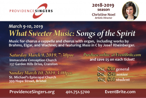 Providence Singers presents What Sweeter Music: Songs of the Spirit
